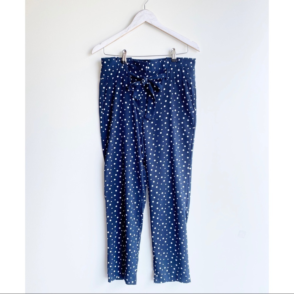 CYNTHIA ROWLEY 4 Navy Blue Polka Dot Paper Bag Pants